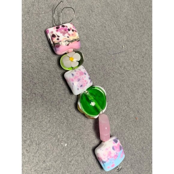 Handmade Lampwork Glass Beads Set with Floral & Pink/Blue Patterns - Picture 4 of 5
